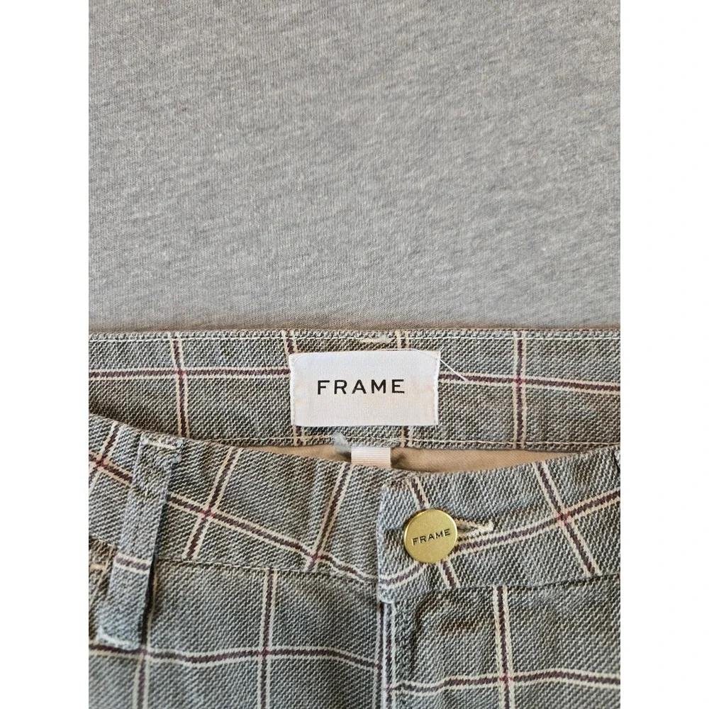 FRAME Le Crop Mini Boot Jeans Women 29 Grey Windowpane Plaid Cropped Flare Pants - Picture 4 of 13